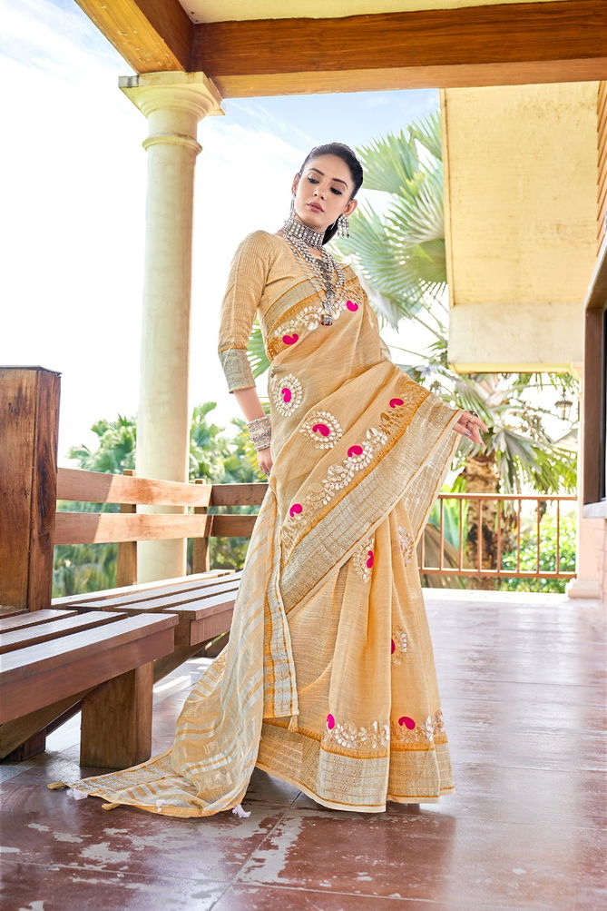 Rajyog Andaz  Latest Fancy Festive Wear Designer Rich Look Exclusive Linen Silk Saree Collection